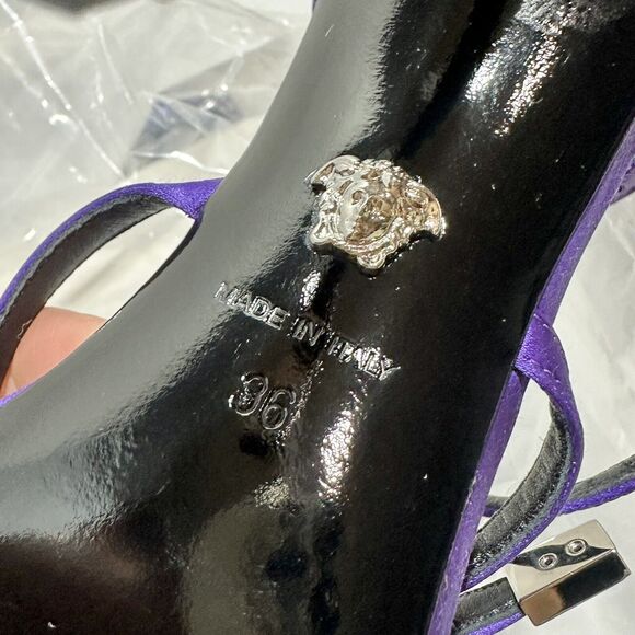 Versace Runway Pin-Point 36/ US 6 Strappy Heel Sandals Purple Orchid  NWT $1,575 - Picture 12 of 14
